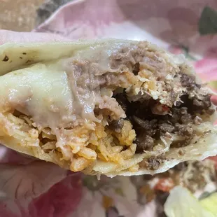up close on the delicious burrito