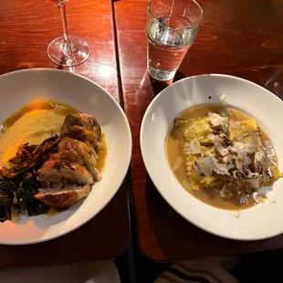 Chicken and polenta   Triangoli, crescenza, foraged mushrooms, 24-month parmigiano, 20-year balsamic