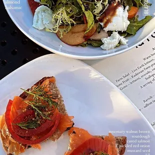 two plates of food on a table