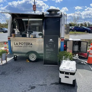 a food truck parked in a parking lot