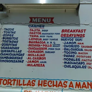 Their menu. They also have agua frescas.