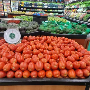 a display of tomatoes