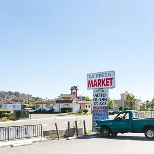 a truck parked in a parking lot