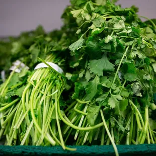 a bunch of green vegetables