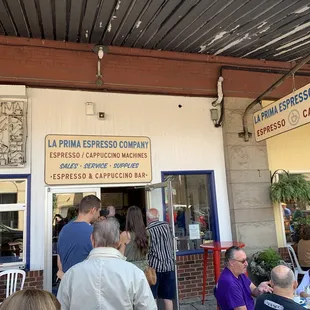 people eating outside