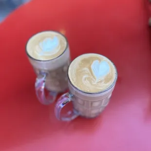 Two large cappuccinos