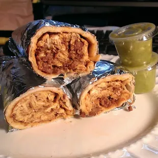 Chorizo and egg tacos.