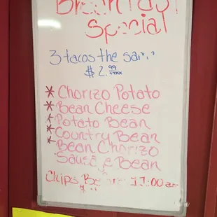 Breakfast specials.