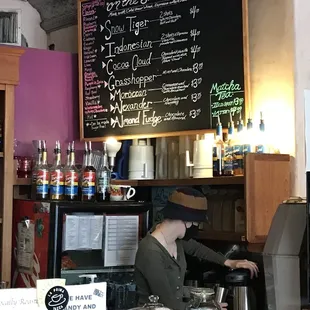 a woman at a coffee shop