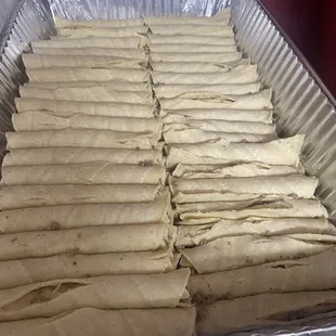 a tray of tortillas