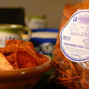 Our delicious tostadas seasoned with our special chile seasoning! We promise you&apos;ve never had a tortilla chip like this one ever before!