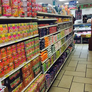 Rice noodles and beans aisle