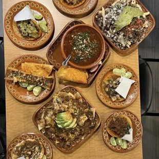 a table full of mexican food