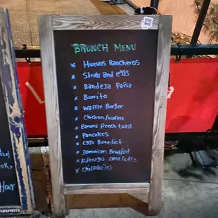 Brunch menu