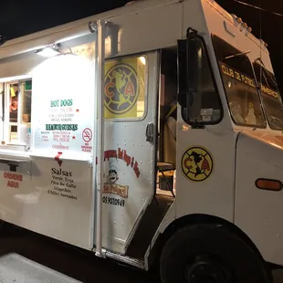 a food truck at night