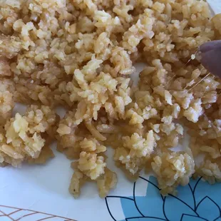 Arroz lleno de baba. Todo baboso, asco