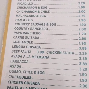 menu