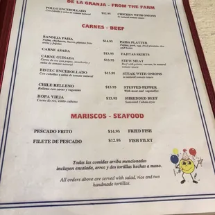 menu