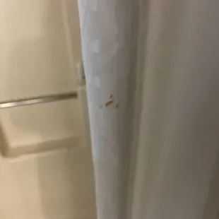 Stained shower curtain