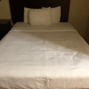 Bed with no cover - had to request one.