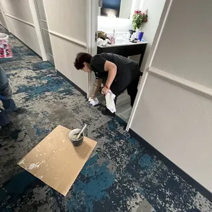 Can clearly see I was living in the room when they decided to paint the doors inside.