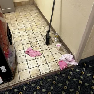 The vending area!! Not sure what happened here, but that was there the next morning too!!