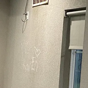 Graffiti on the walls in the swimming pool area. This is unexcusable