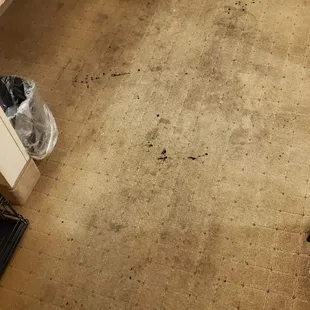 Stained carpet in room