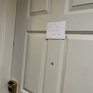 Note put on the door