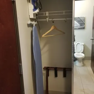 Large closet w/iron/board and luggage rack