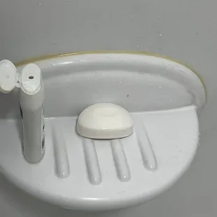 Gross caulking, used shampoo bottle