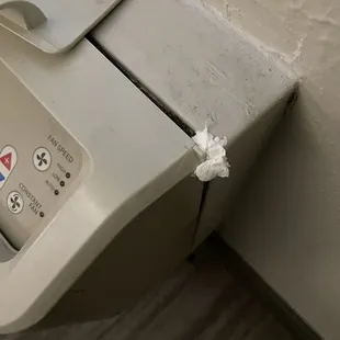 This is how the heater unit looked at check in. I'm assuming TP was used to keep the the unit from rattling.