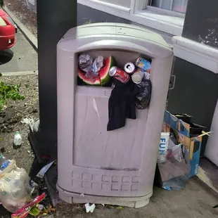 Trash near the side exit door we came out of every day.