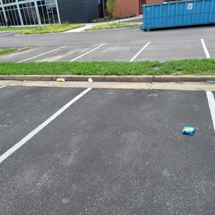 Trash that was in the parking lot for a week