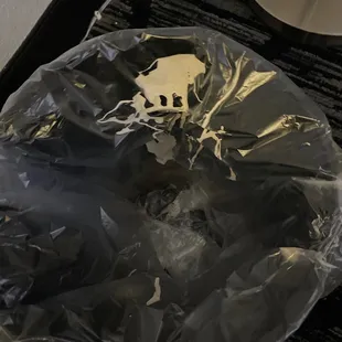 Paint in waste basket.