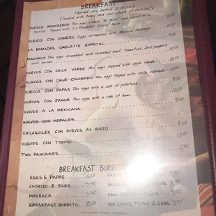 menu