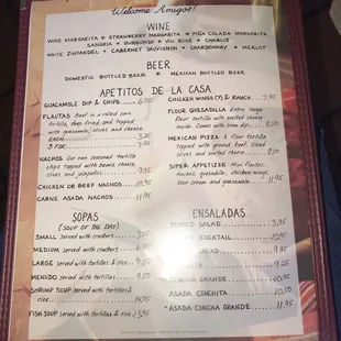 menu
