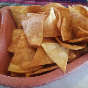 The freshly made chips were still hot. The salsa is bomb