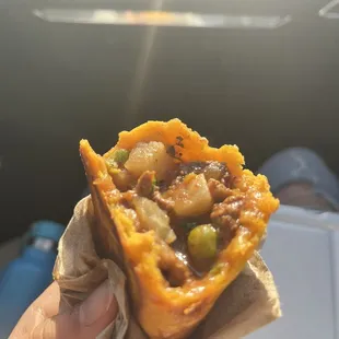 Inside of the salteña