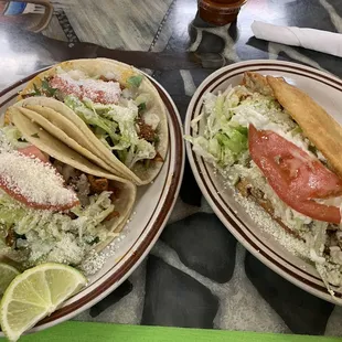 Tacos Al pastor y quesadilla frita con pollo