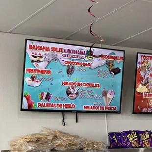 the menu of the restaurant