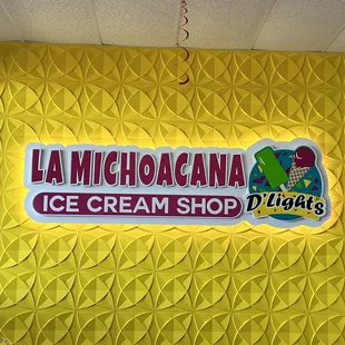 a sign for ice cream shop