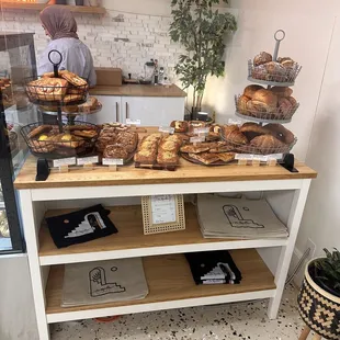 a display of baked goods