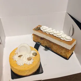 pumpkin  cheesecake and harvest  cake