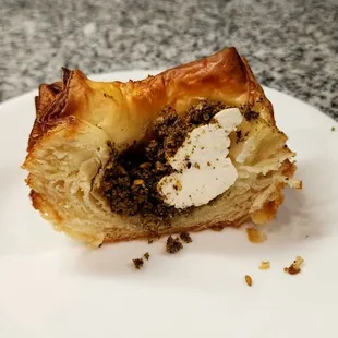 Labneh and zaatar danish cut in half