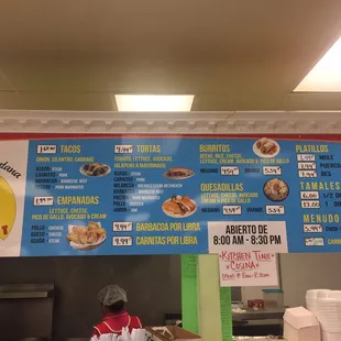 The menu