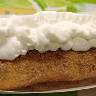 Cherry chimichanga -- cheap canned cherries, chewy &amp; tough to eat.