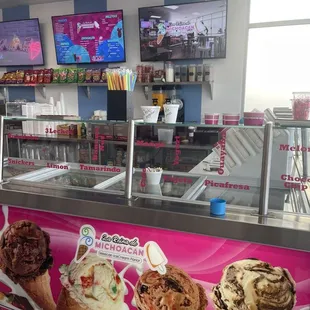 The ice cream selection and menu