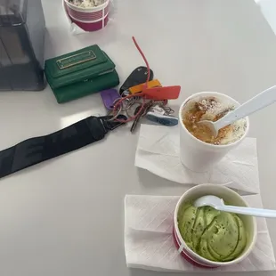 I had pistachio ice cream and corn in the cup (i forgot what it's called) haha and my daughter had cookies and cream.