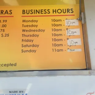 Business hours!